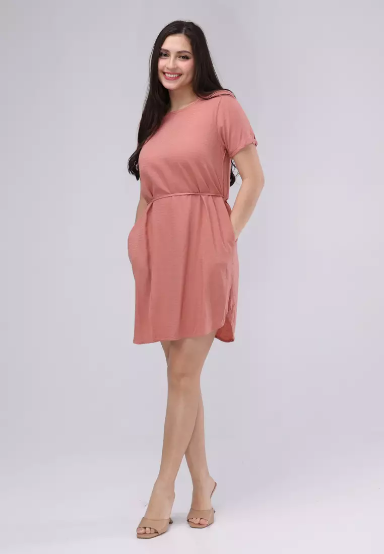 Textured Woven Short Sleeves Dress