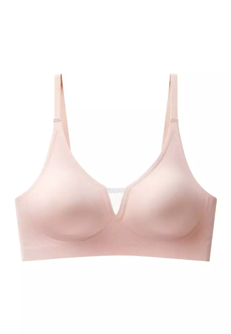 Premium Angela Seamless Wireless Paded Push Up Bra in Nude