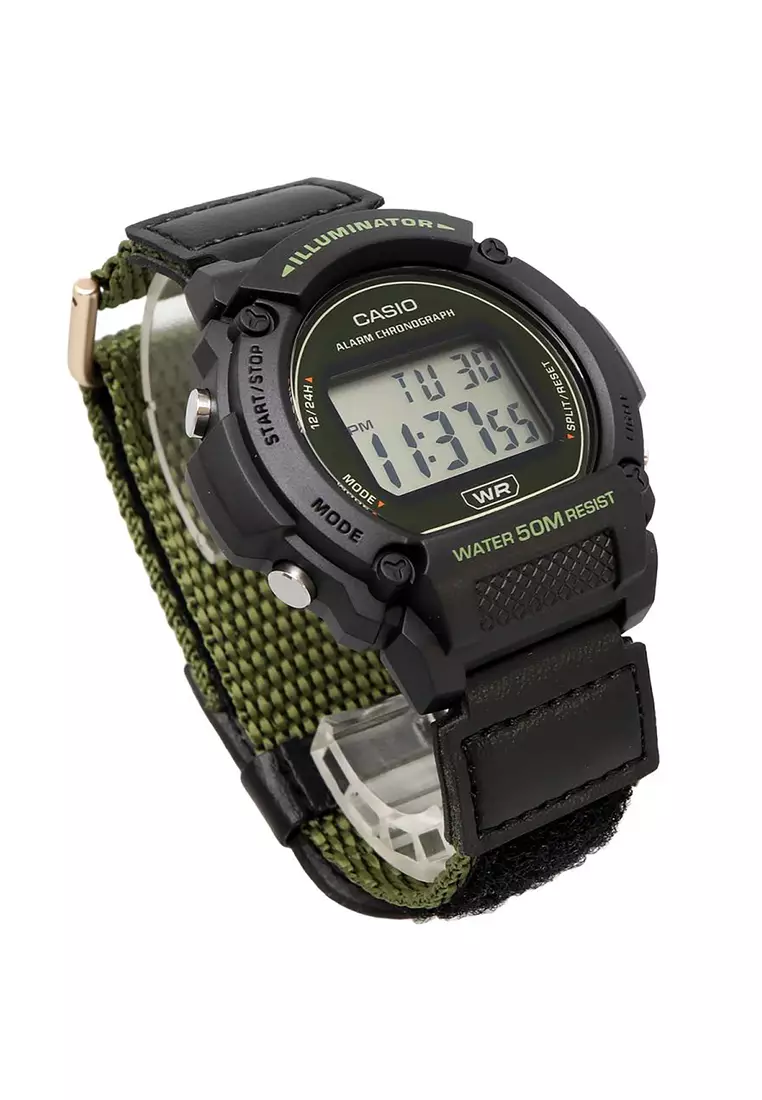 Buy Casio Men's Digital Watch W-219HB-3A Black Cloth Strap Sport