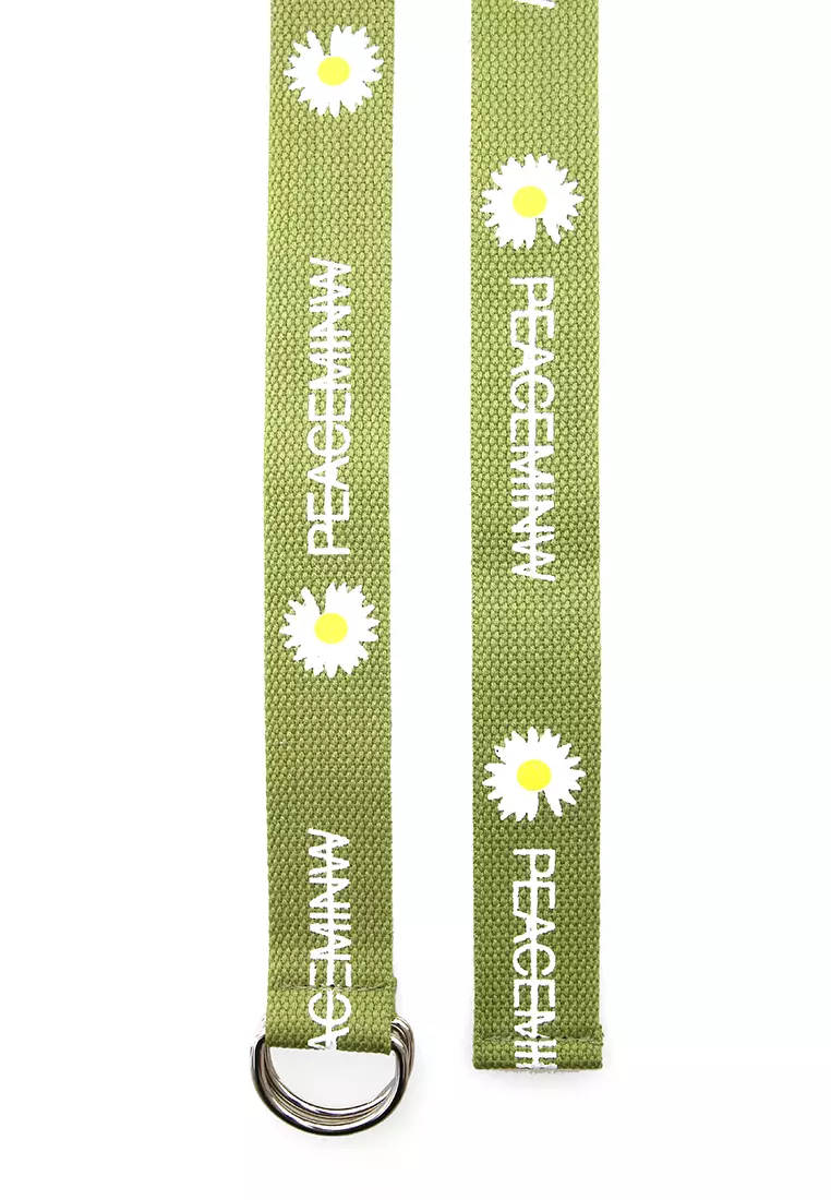 Hasina Aksesoris Fashion Ikat Pinggang Wanita Motif Bunga Casual Belt Material Canvas ORIGINAL - Green