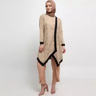 Sandra Tunic In Beige Floral Embroidery