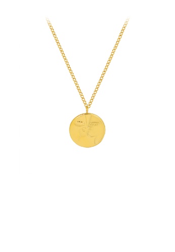 Glamorousky silver Simple Temperament Plated Gold 316L Stainless Steel Bump Face Geometric Round Pendant with Necklace 93493ACA85BEE8GS_1