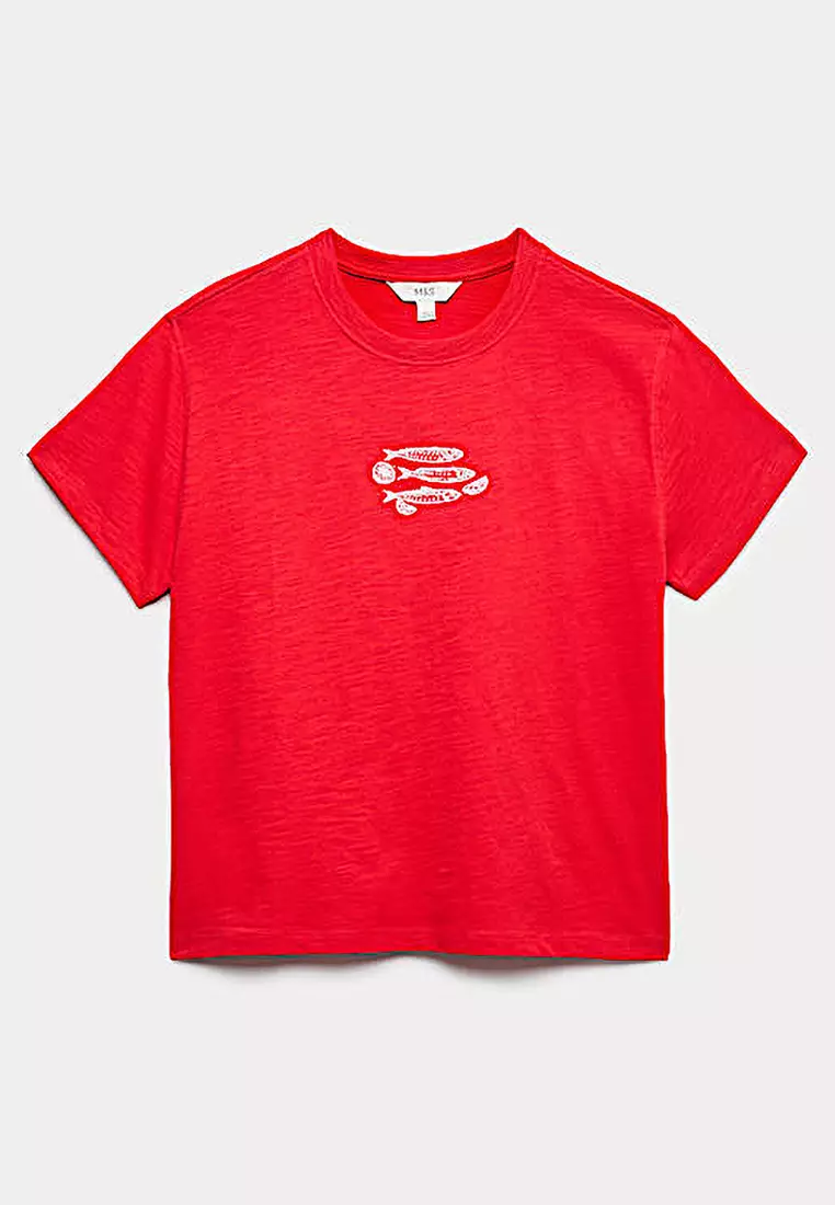 Pure Slub Cotton Checked T-Shirt