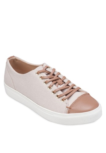 Leather Canvas zalora 男鞋 評價Lace Up Sneakers, 女鞋, 鞋