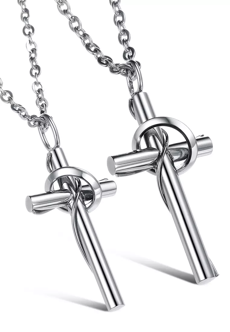 Matching cross necklaces for couples sale
