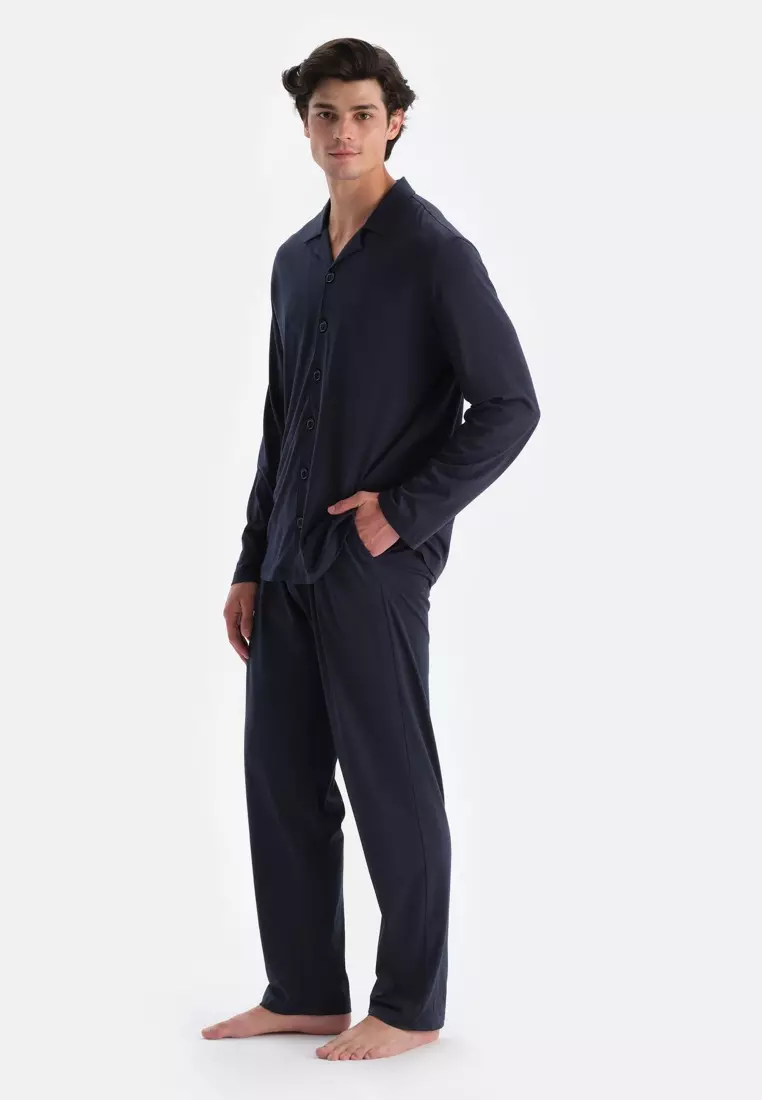 Buy DAGİ Navy Shirt Trousers Set, Regular Fit, Long Sleeve
