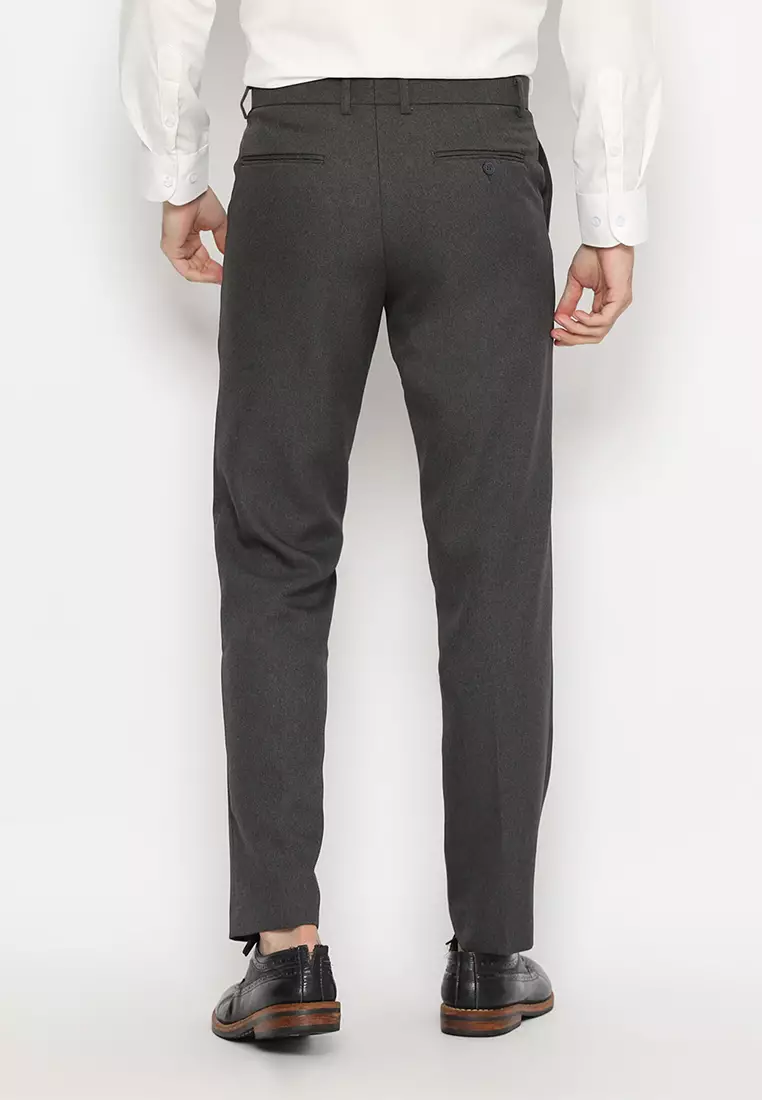 Enzy Basic Celana Formal Pria - Dark Grey