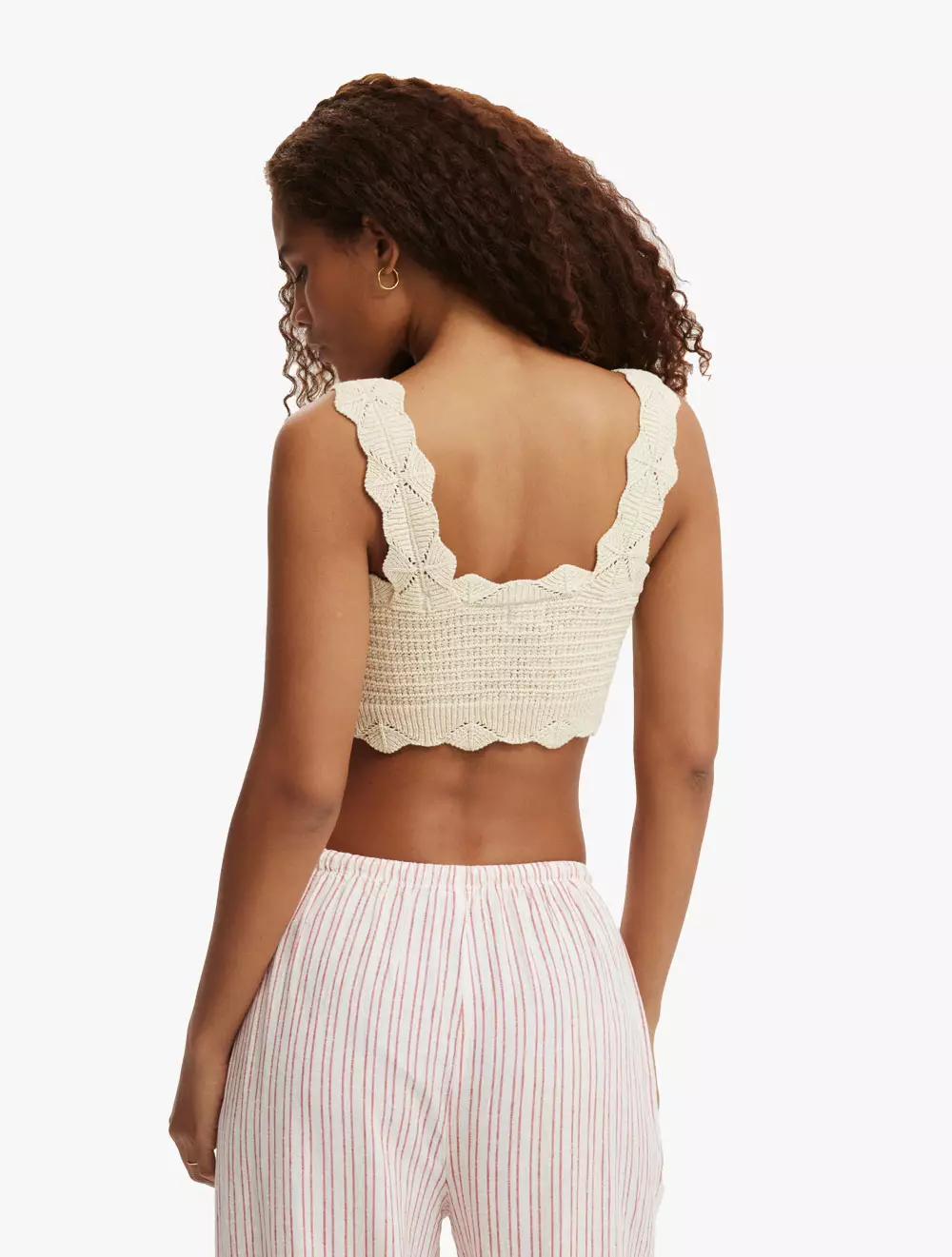 Cotton On - Pakaian Wanita - Lace Up Knit Tank - Ecru