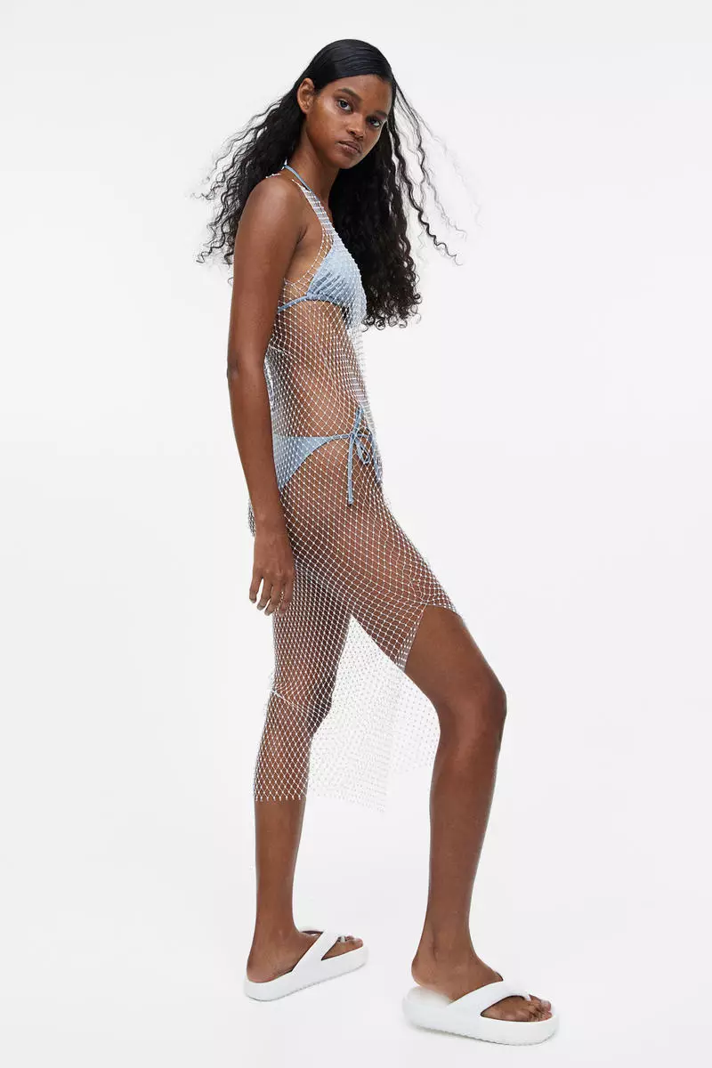 Rhinestone-embellished net dress