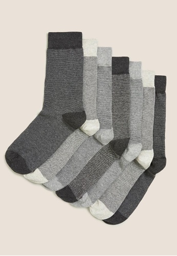MARKS & SPENCER grey M&S 7Pk Cool & Fresh Socks AF719AAAA20DBCGS_1