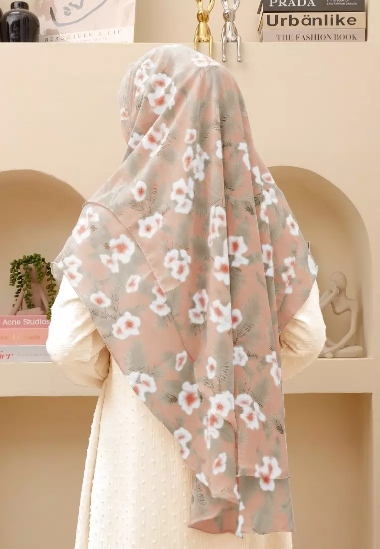 Fayra Khimar Motif Bergo | Hijab Motif Instan -  Warm Tropic