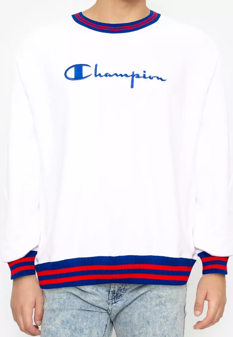 Champion reverse weave yarn dye trim 2025 crew neck sweatshirt