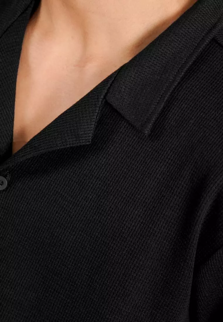 Matsuda Kemeja Pria Lengan pendek Waffle Kasual Sagae