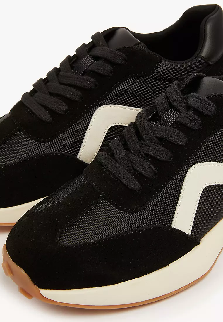 Leather Lace Up Side Detail Trainers