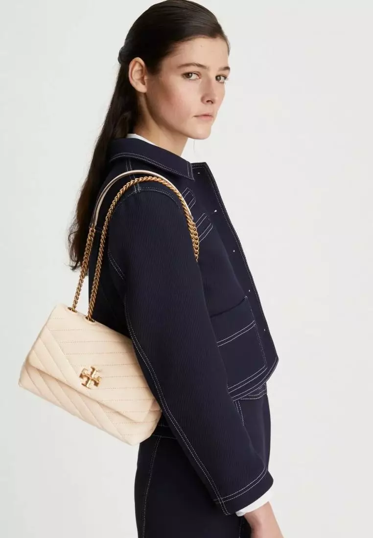 Small Kira Chevron Leather Convertible Shoulder Bag