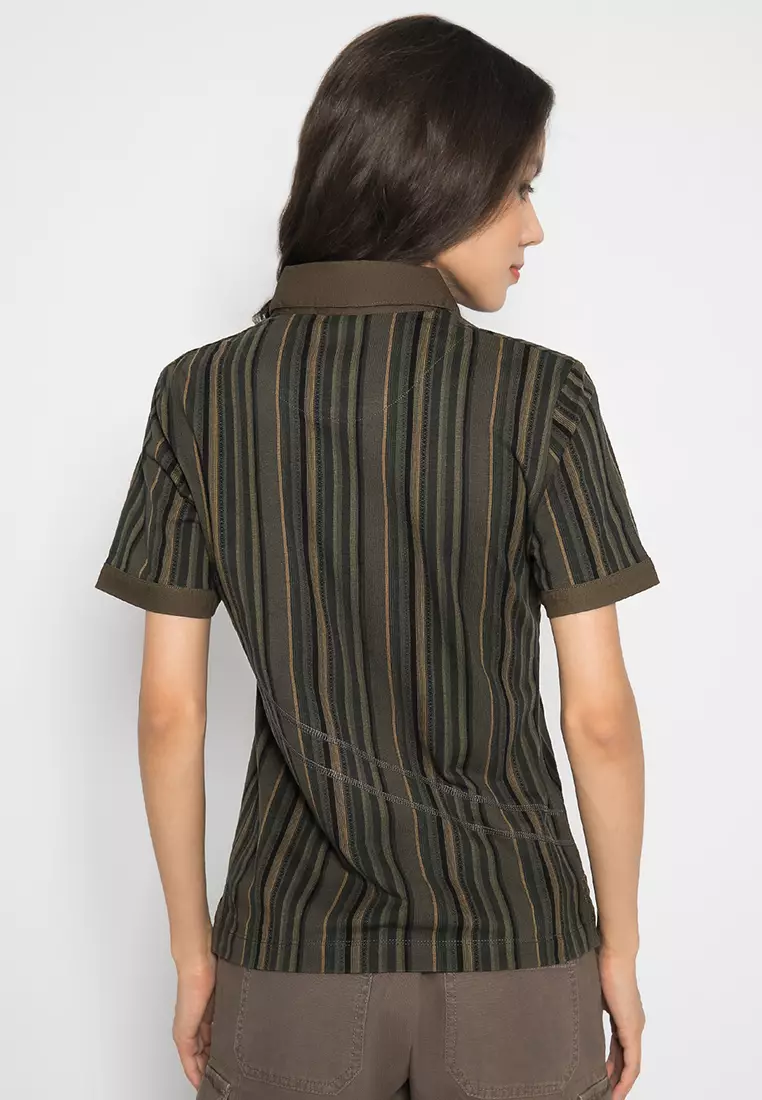 LGS Kaos Casual Polo Wanita Lengan Pendek Salur LLTS.520.NH146A.004.7C