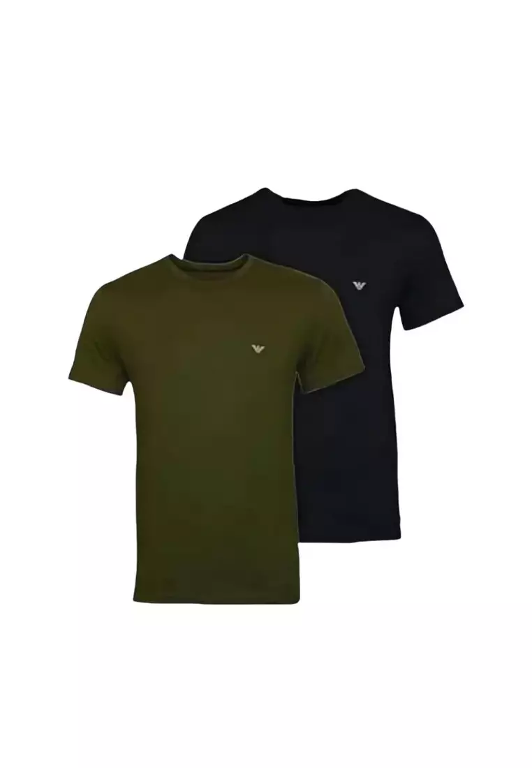 Buy Emporio Armani EA7 Men's 2Pack Cotton T-Shirts in Black/Army