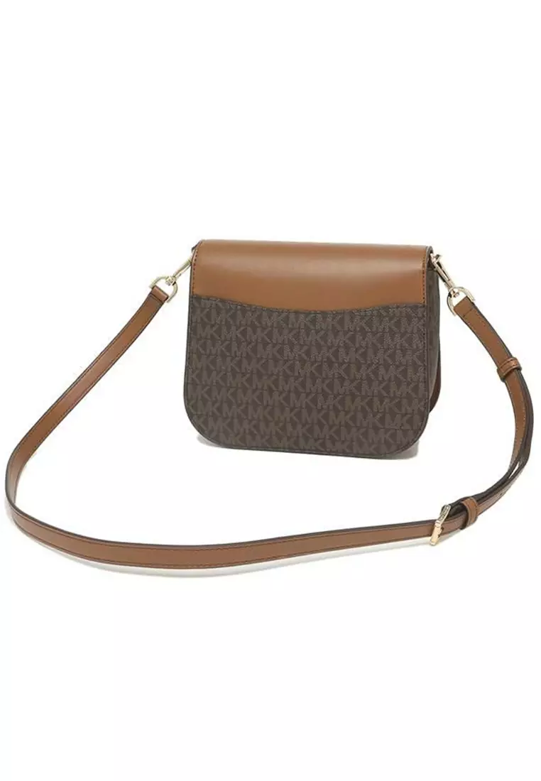 Emilia Small Logo Saddle Crossbody Bag Brown 35S2GU5C1B