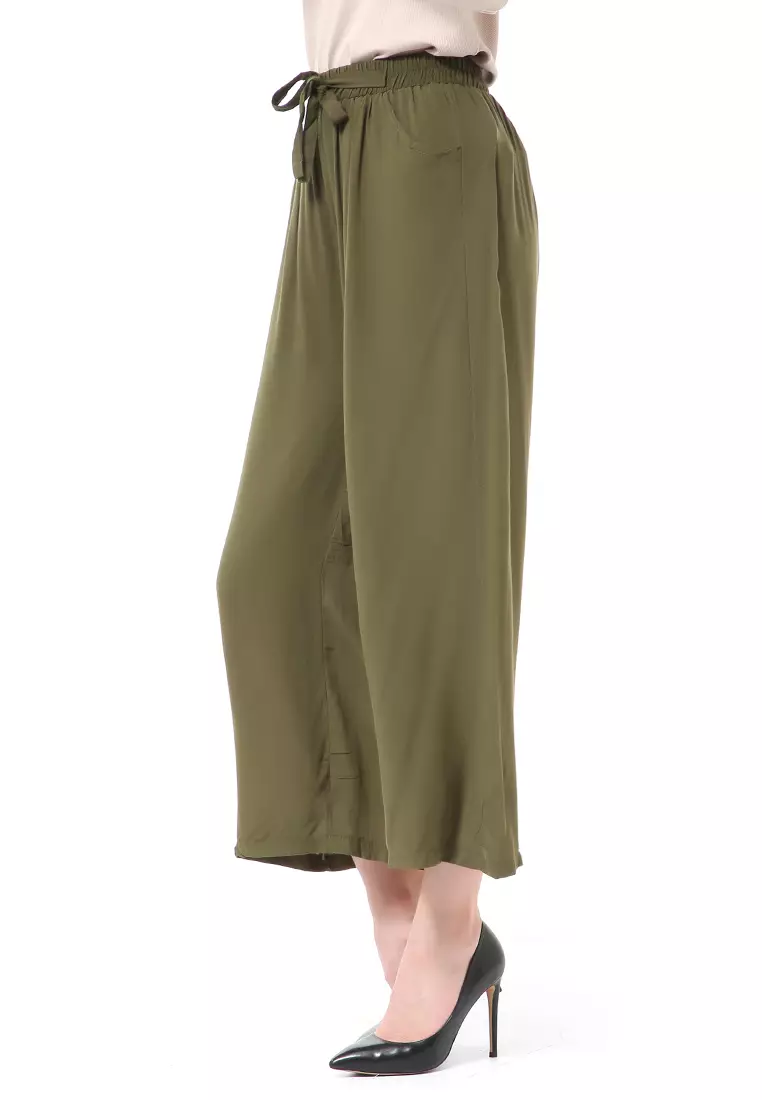 Stella Celana Panjang Casual Wanita Kulot Loose Pants Homewear Material Rayon ORIGINAL - Army Green