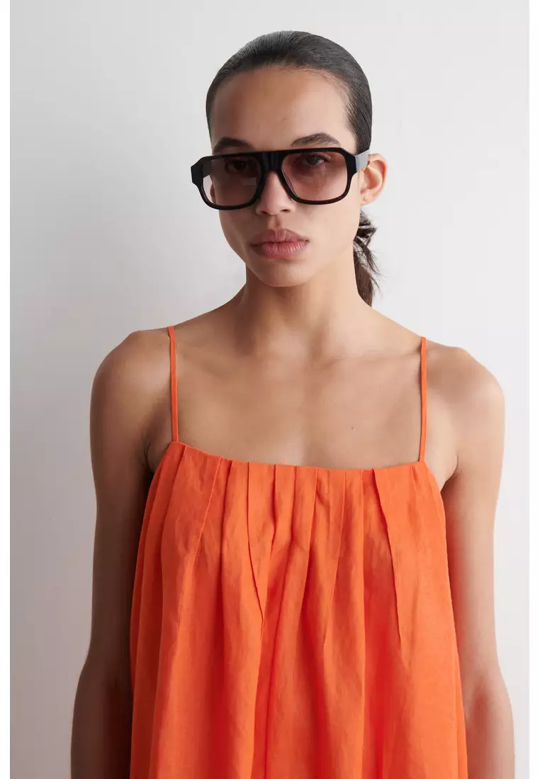 Buy COS PLEATED LINEN MAXI DRESS 2026 Online | ZALORA