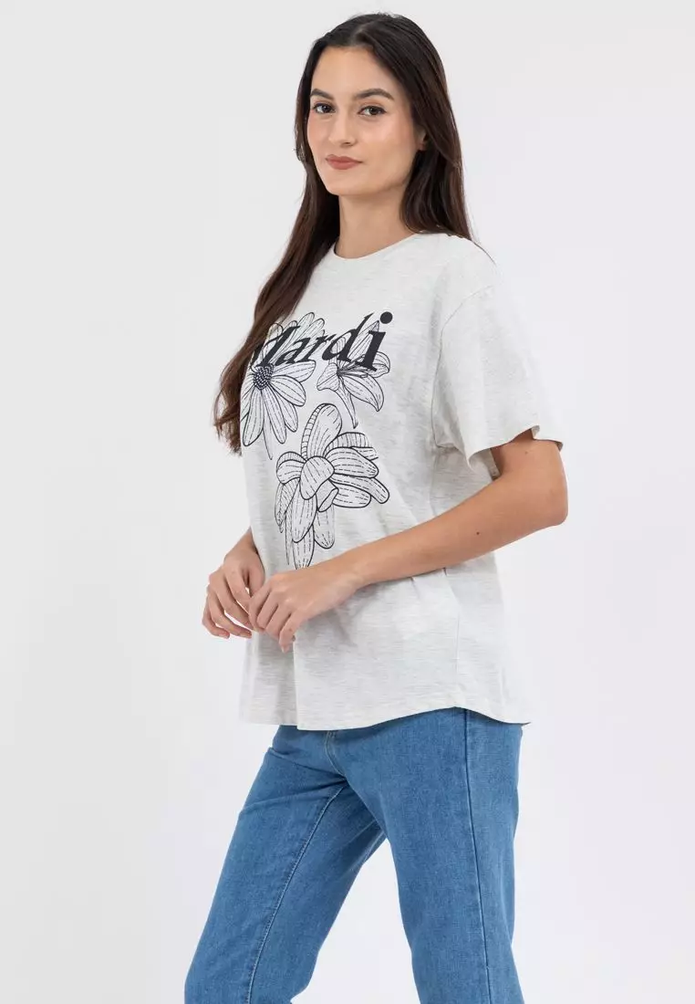 Tshirt Triple Flower_ Oatmeal Black