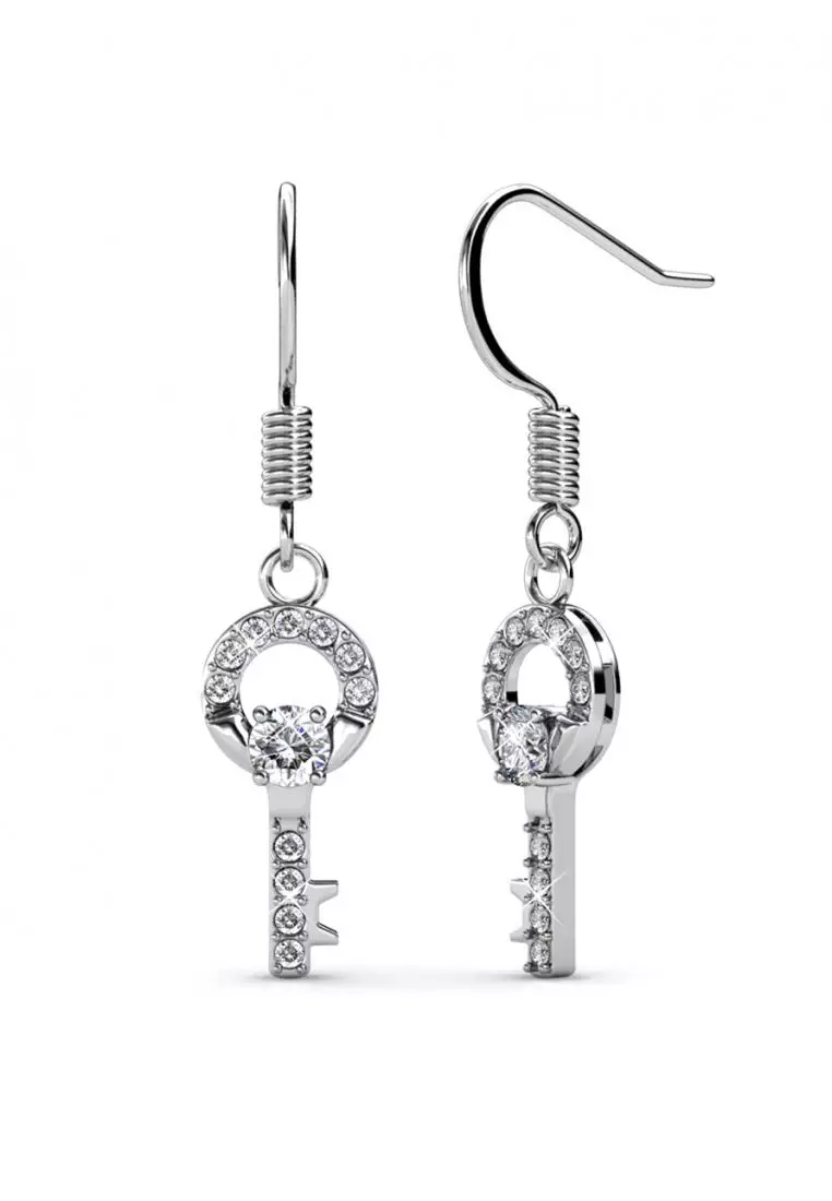 Camilla Key Earring WG - Anting Crystal Swarovski by Her Jewellery
