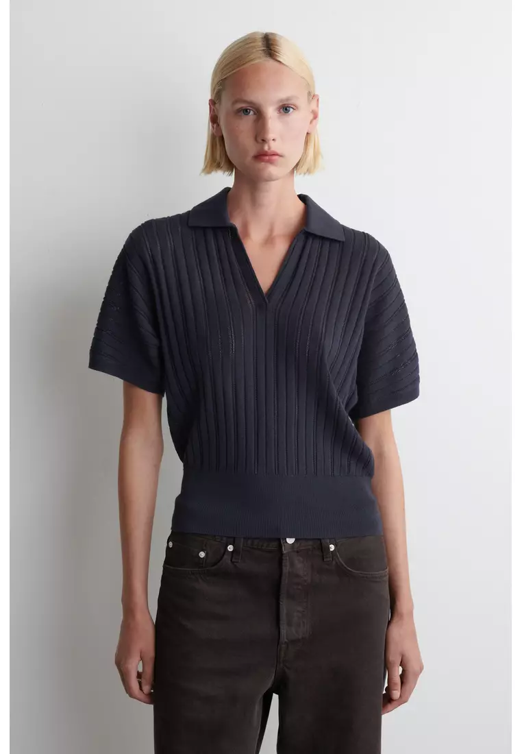 Buy COS POINTELLE-KNIT POLO SHIRT Online ZALORA Malaysia