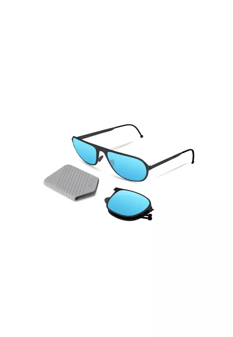 ROAV超輕極薄摺疊式太陽眼鏡 Gang 8601.1 Matte Black / Blue Mirror 13.63