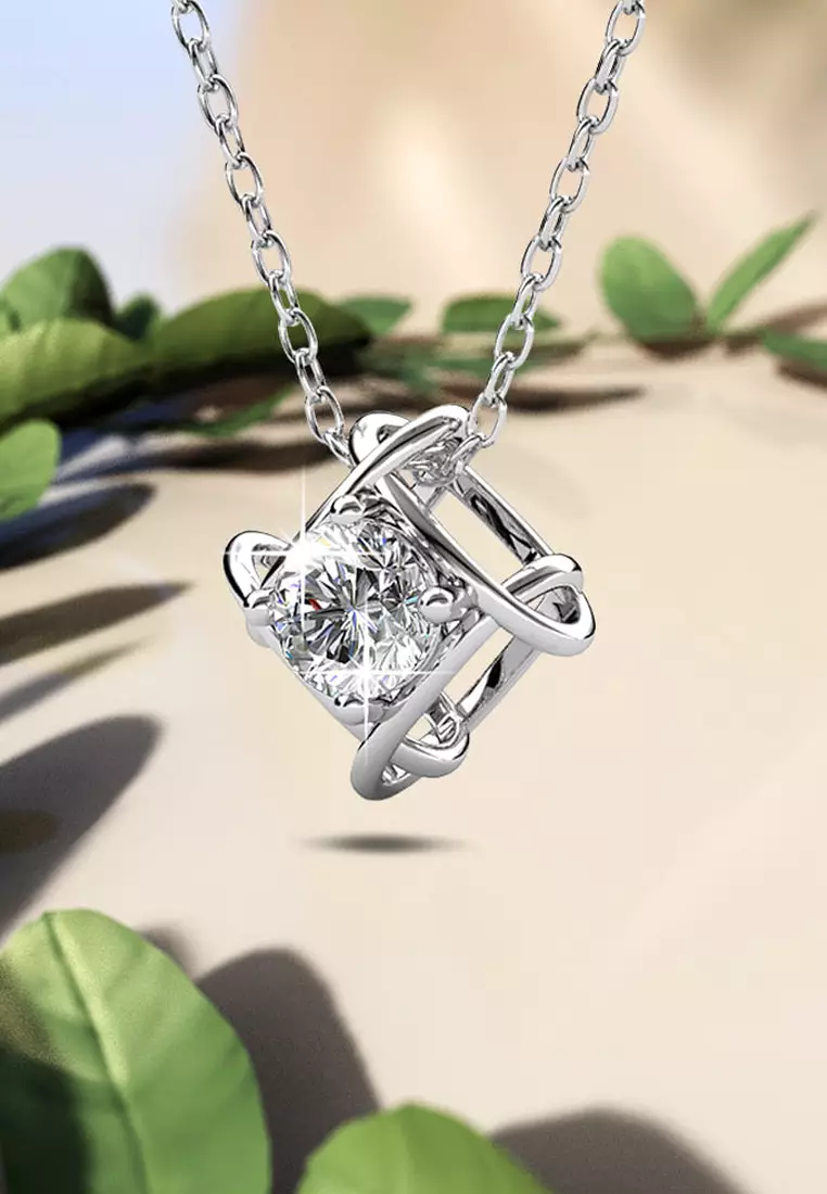 Majestic Beauty Necklace Embellished with SWAROVSKI® crystals-White Gold/Clear