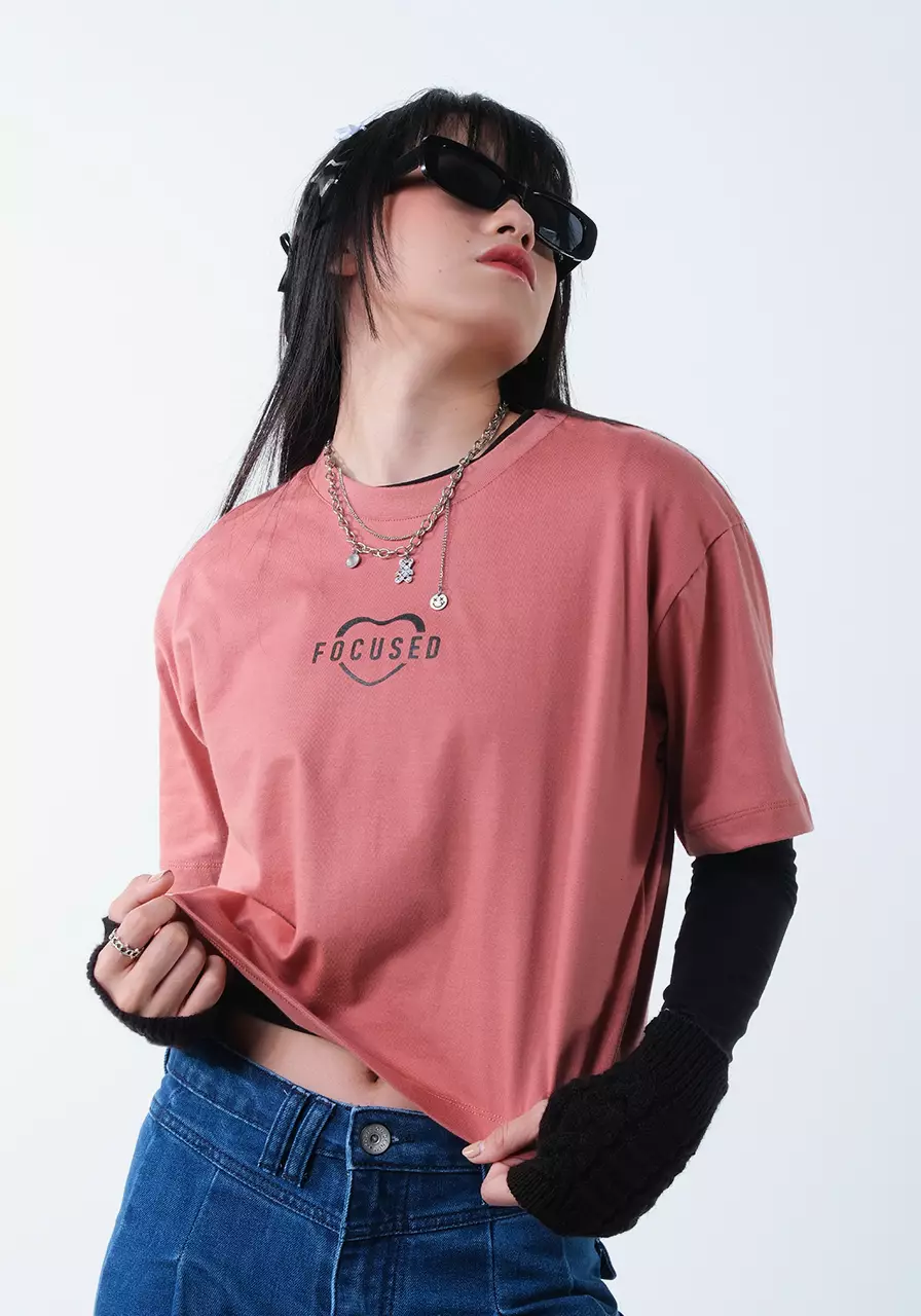 Kaos Wanita Crop Eloise Dusty Pink