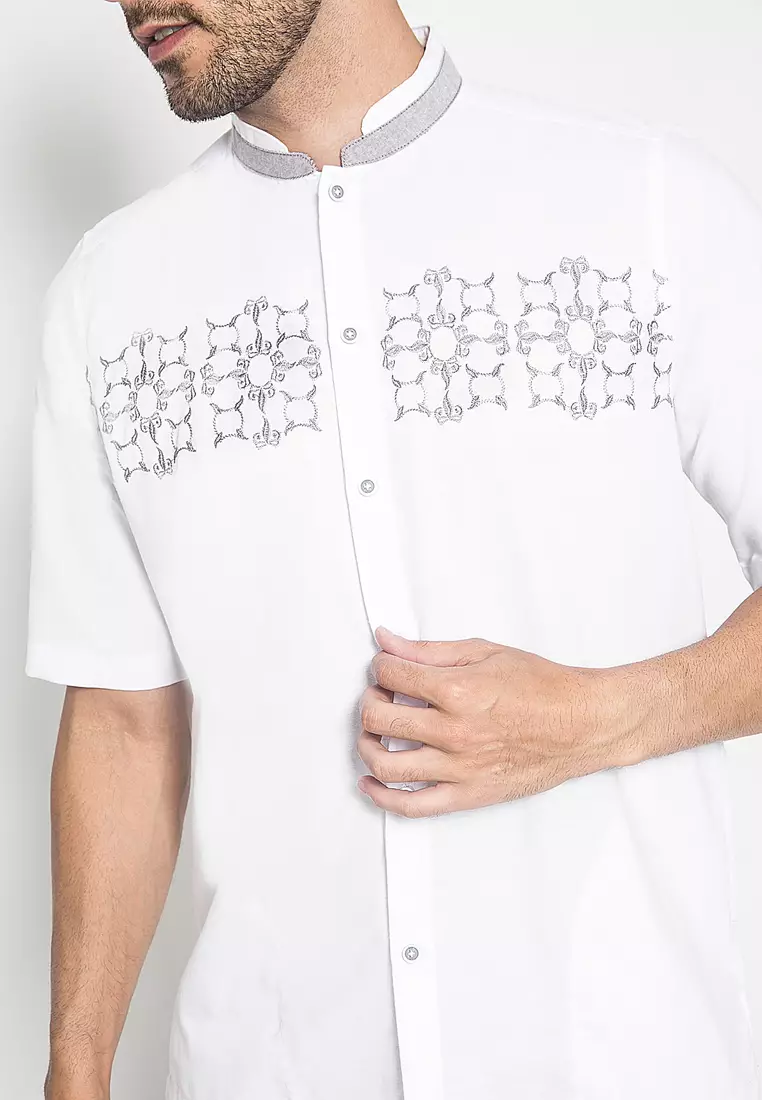 LGS - Baju Koko - Bordir Bunga - Putih - Regular Fit - CSH.285.B1030K.326.C