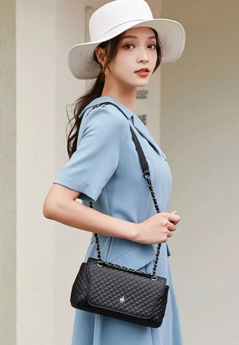 Quilted Sling Bag / Crossbody Bag - Black