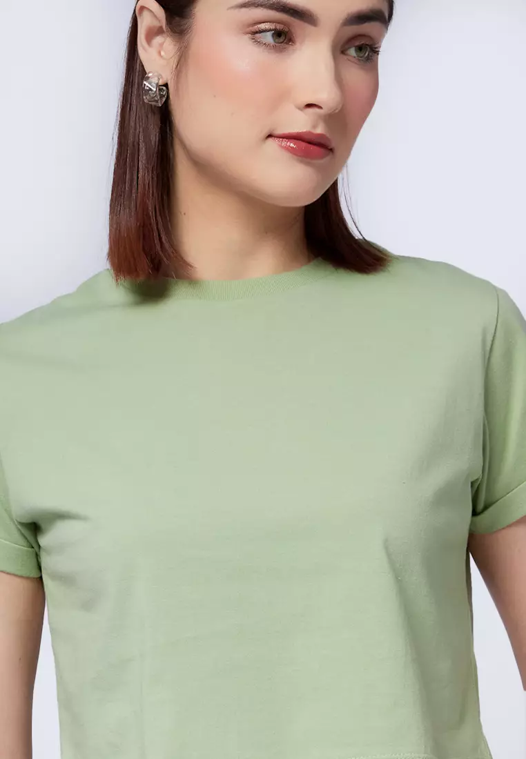 Basic Cropped Cotton T-Shirt