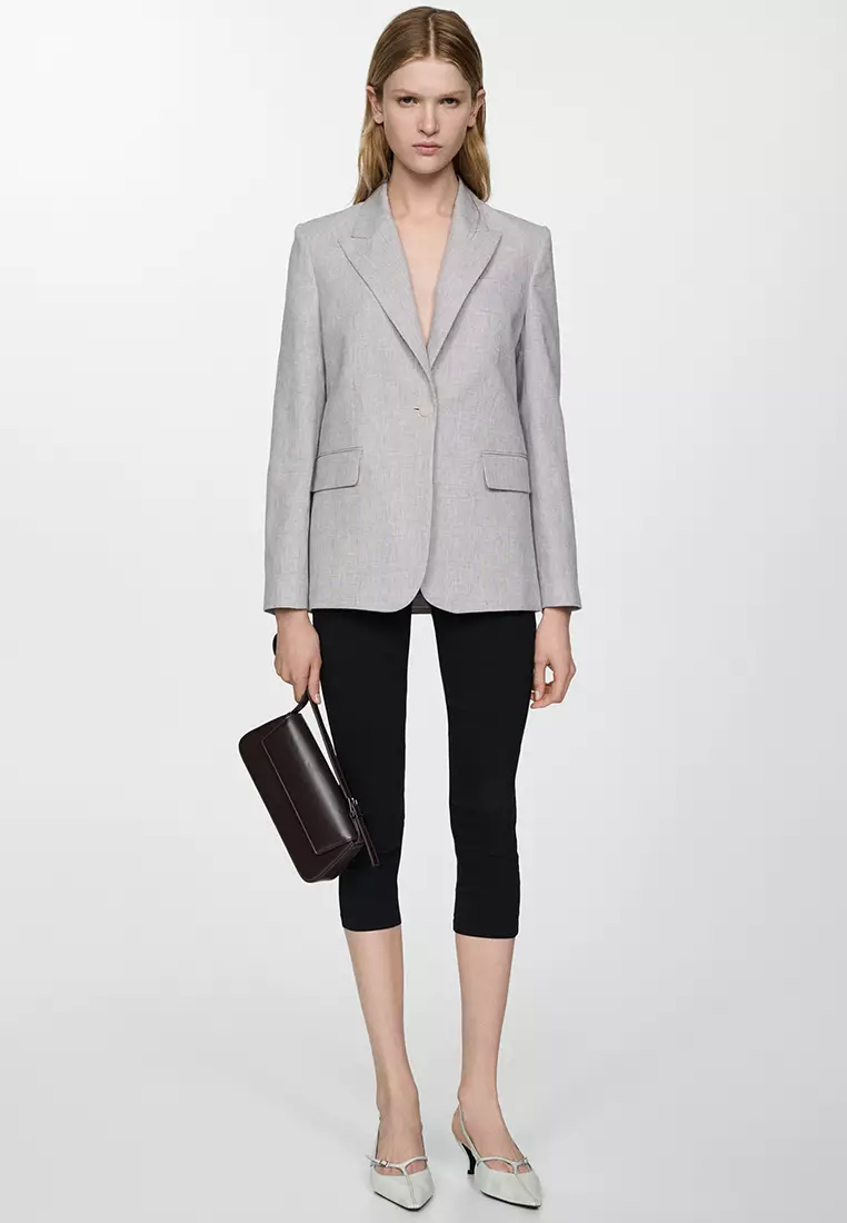 Buy Mango Houndstooth Linen Blazer 2024 Online | ZALORA Philippines