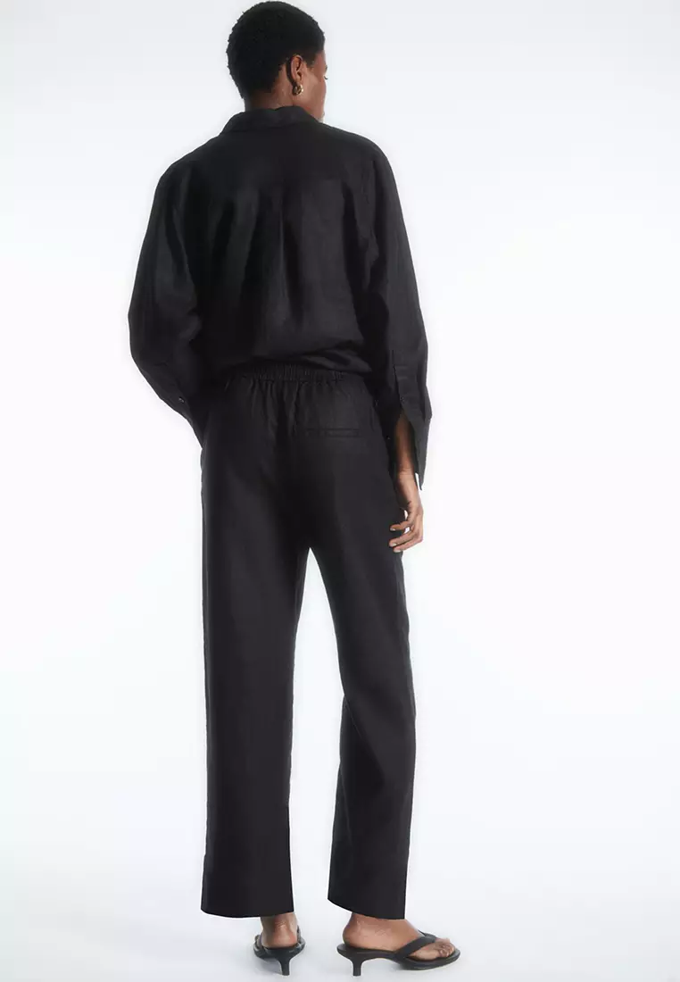 Buy COS Barrel-Leg Linen Trousers 2023 Online | ZALORA Singapore