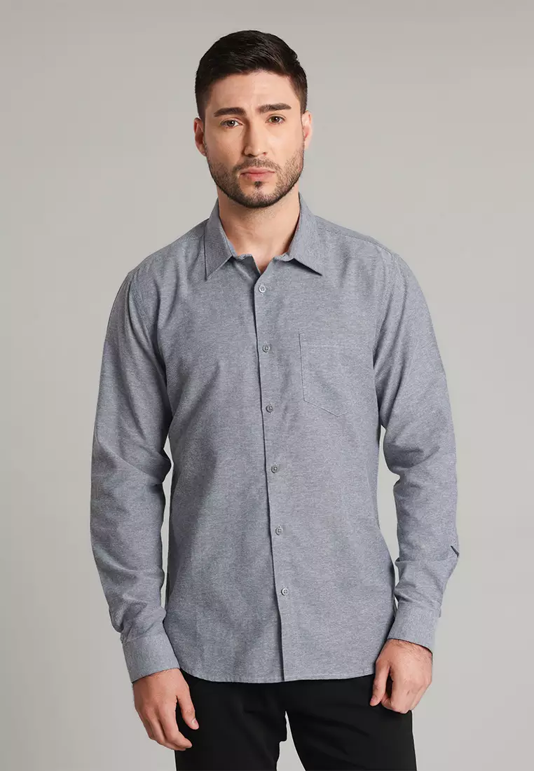 Kemeja Lengan Panjang Demeigh Grey Black