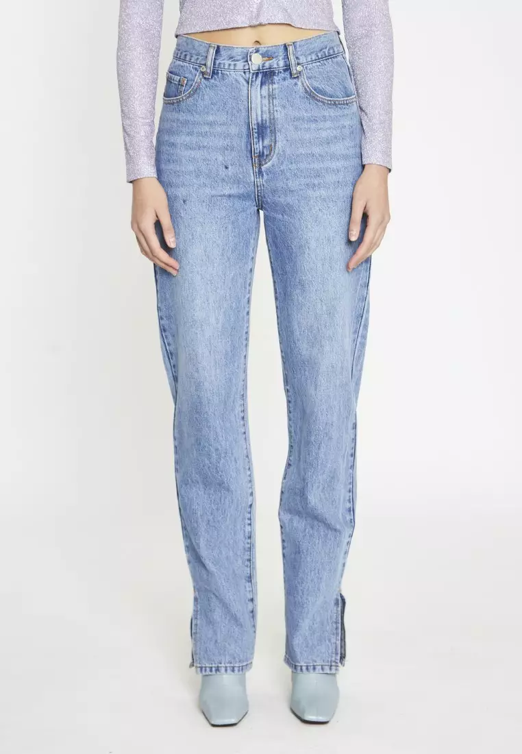 Mid Stonewash Side-Split Jeans