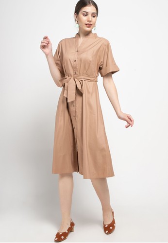 Jual KORZ Open Collar Midi Dress With Bow Original  