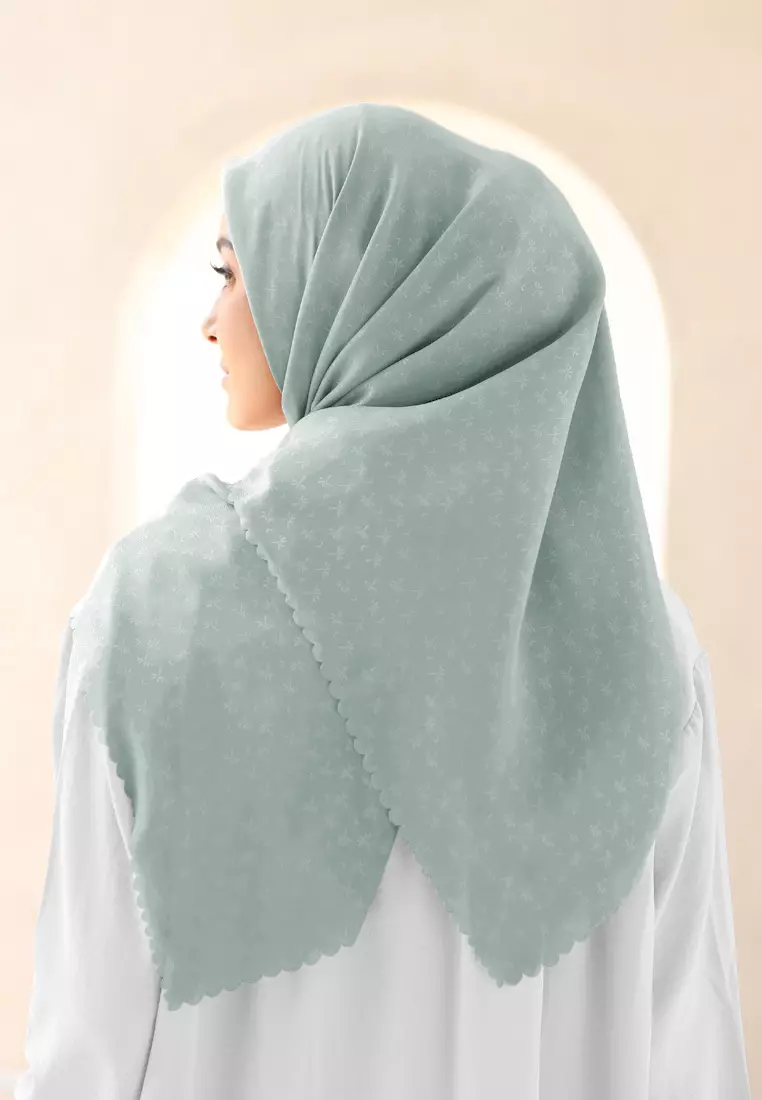 Rada Embossed Square | Hijab Polycotton Scarf Segiempat - Ocean Air