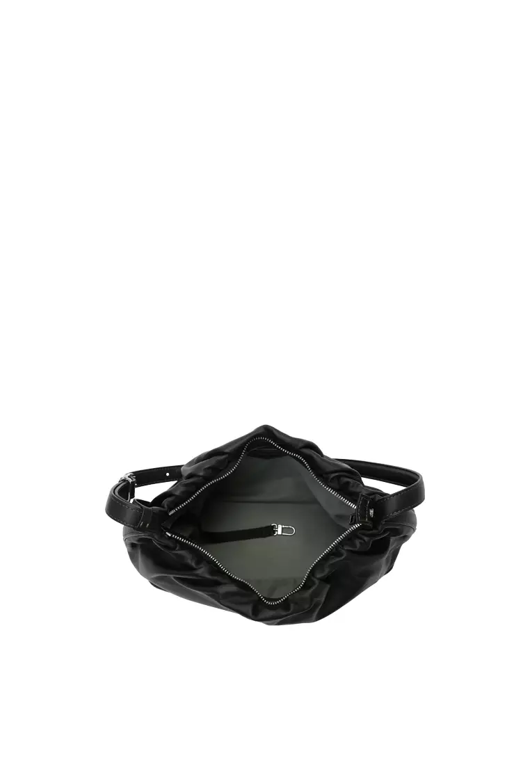 Scrunchie Zip Shoulder Bag - Black