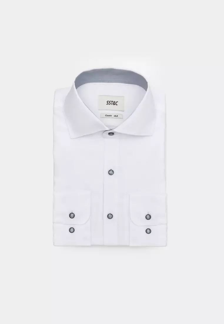 White Texture Classic Fit Shirt