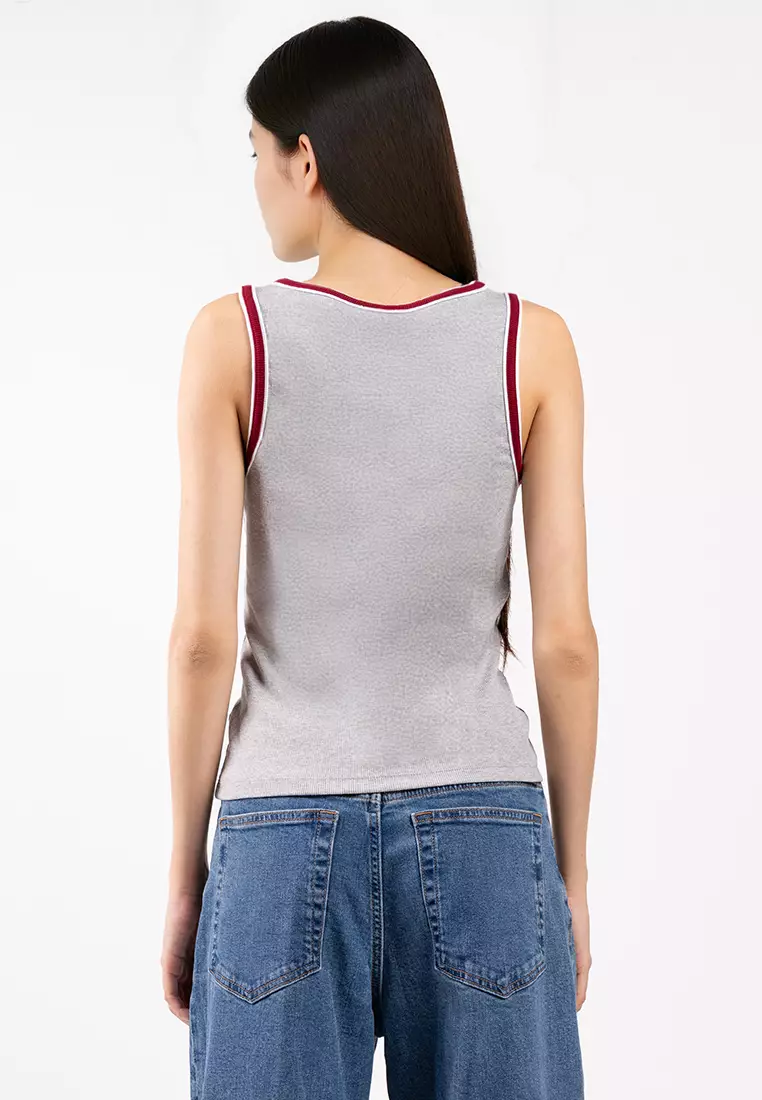 Color Block Cotton Rib Crew Tank Top