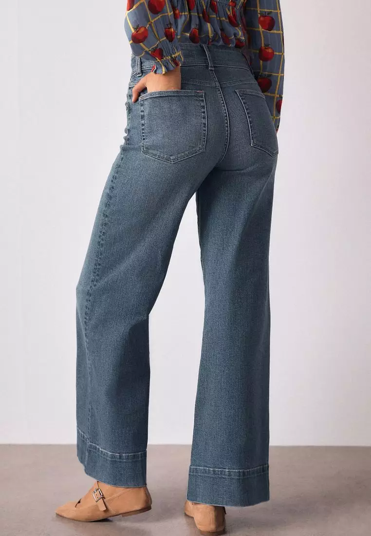 High Rise Stretch Wide Leg Jeans