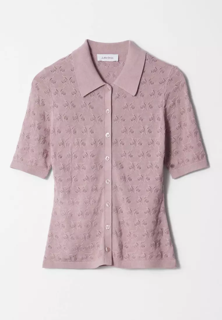 Pointelle-Knit Polo Shirt