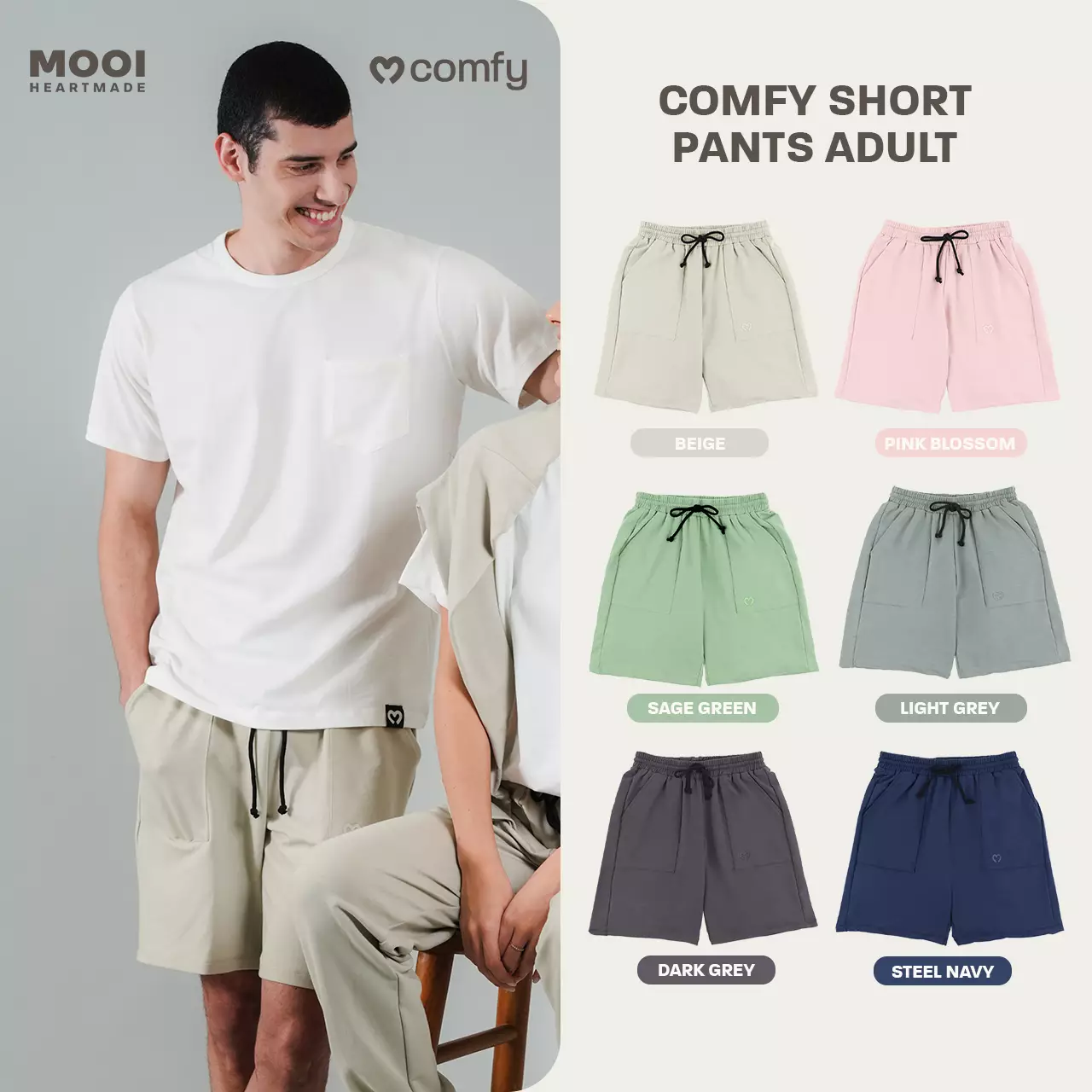 Mooi Celana Pendek Dewasa Comfy Short Pants Adult - Pink Blossom