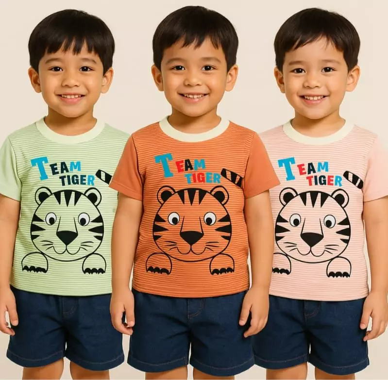 Little J - Setelan Stripe Tiger / Setelan Anak Cowok Motif Printing / Setelan Anak Murah Harian Usia 1 - 5 Tahun SNI