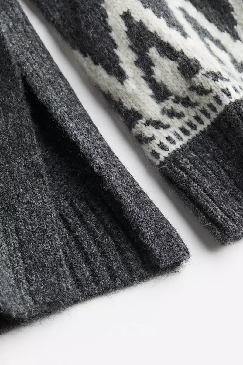 Jacquard-knit polo-neck jumper