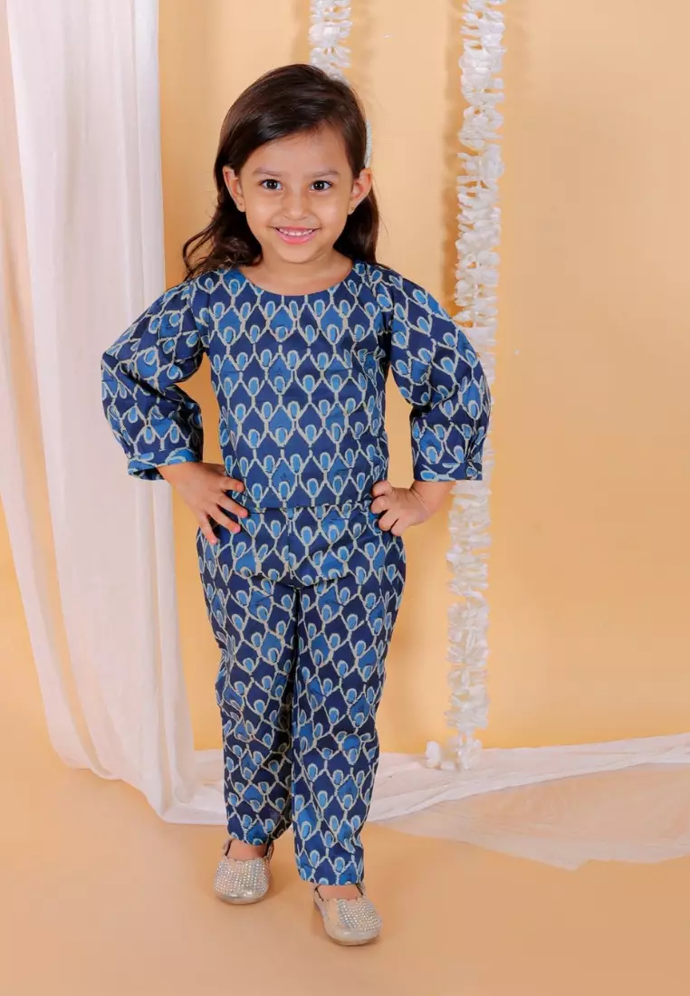 Indigo Floral Print Girls Co-Ord Set
