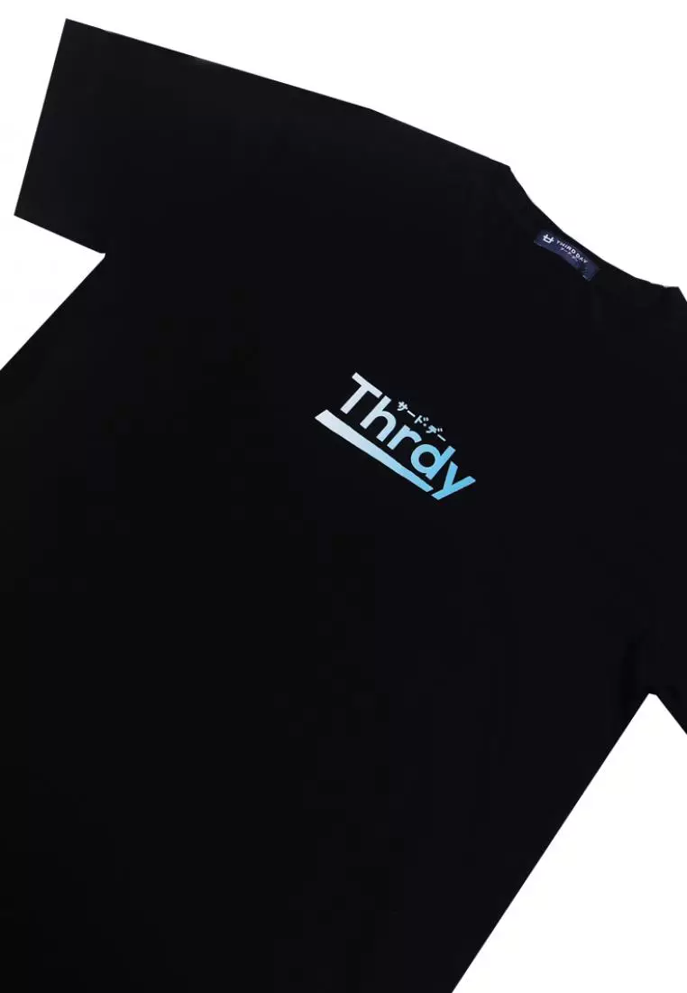 MTI71 Kaos T-Shirt Pria Instacool Light Blue Gradation Thrdy Hitam