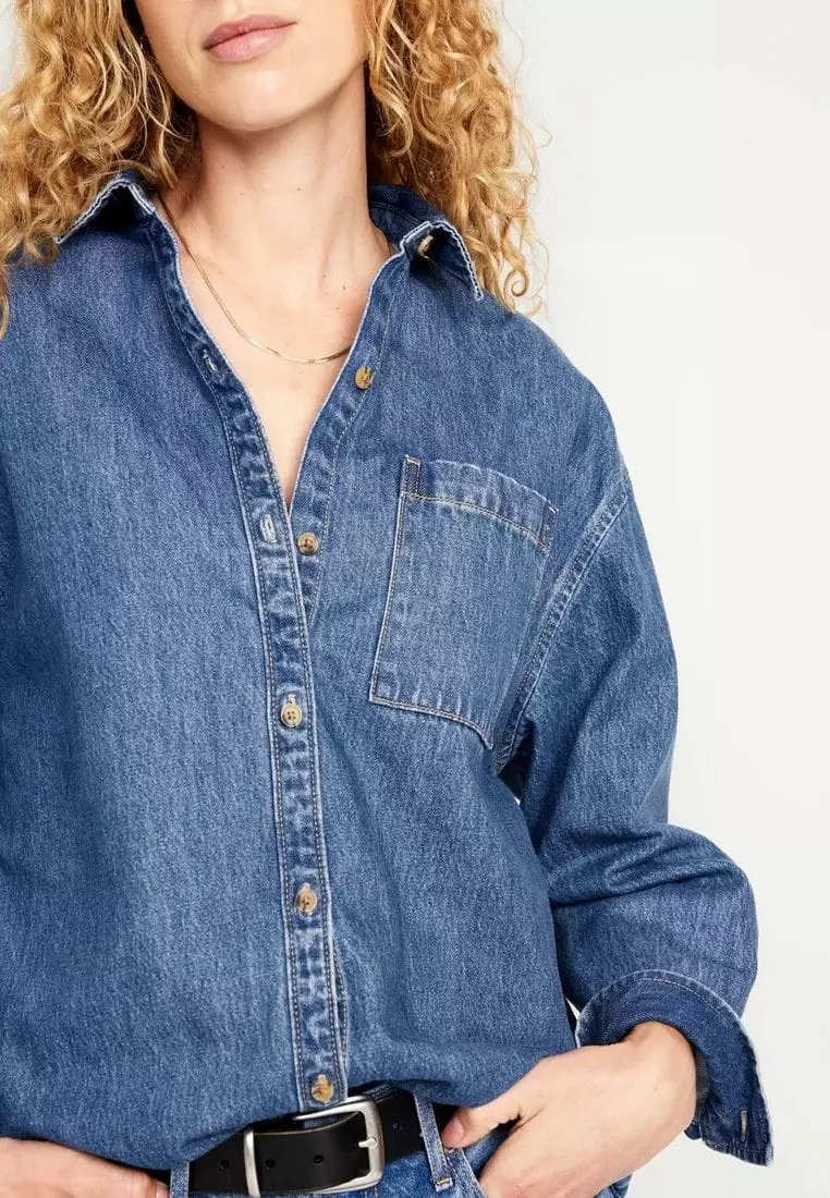 Boyfriend Button-Down Jean Tunic